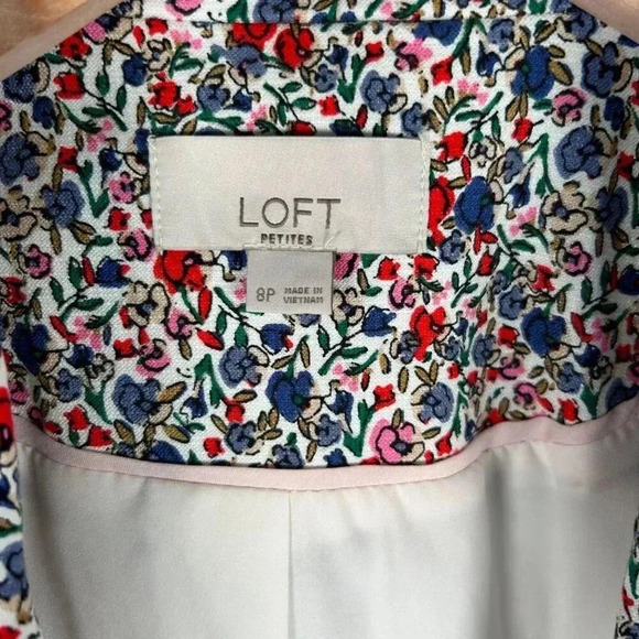 Loft Blazer Size 8P Ditsy Floral Modern Colorful Coastal Office Brunch - Picture 6 of 9